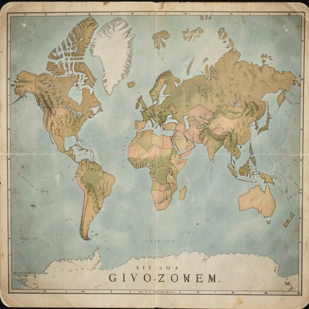 A large world map designed for children, with soft pastel continents and playful illustrated sea creatures scattered across pale blue oceans.
